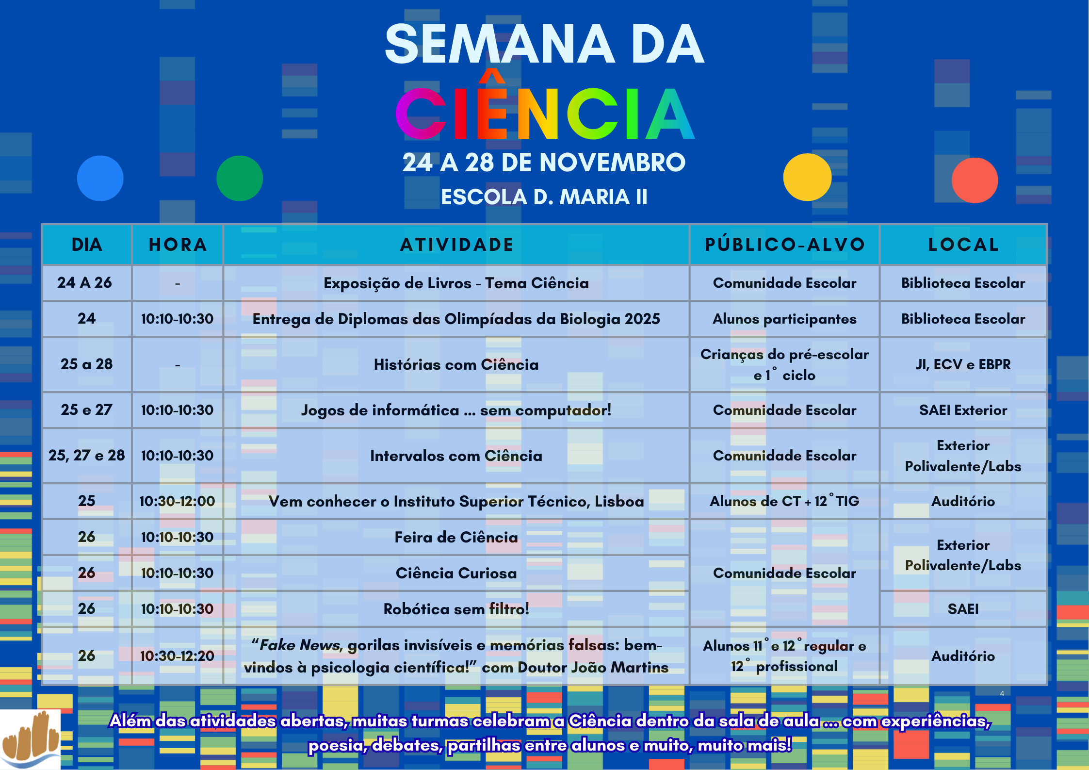 Cartaz Programa Semana da Ciência