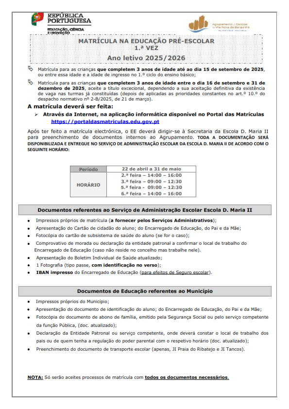 Info Matriculas Pré escolar 2025 2026 001